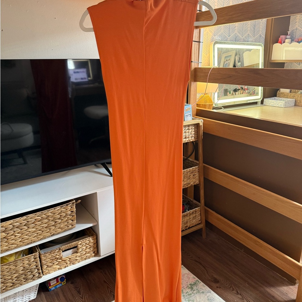 Mango Sleeveless Maxi Dress in Vibrant Orange - Picture 2 of 2